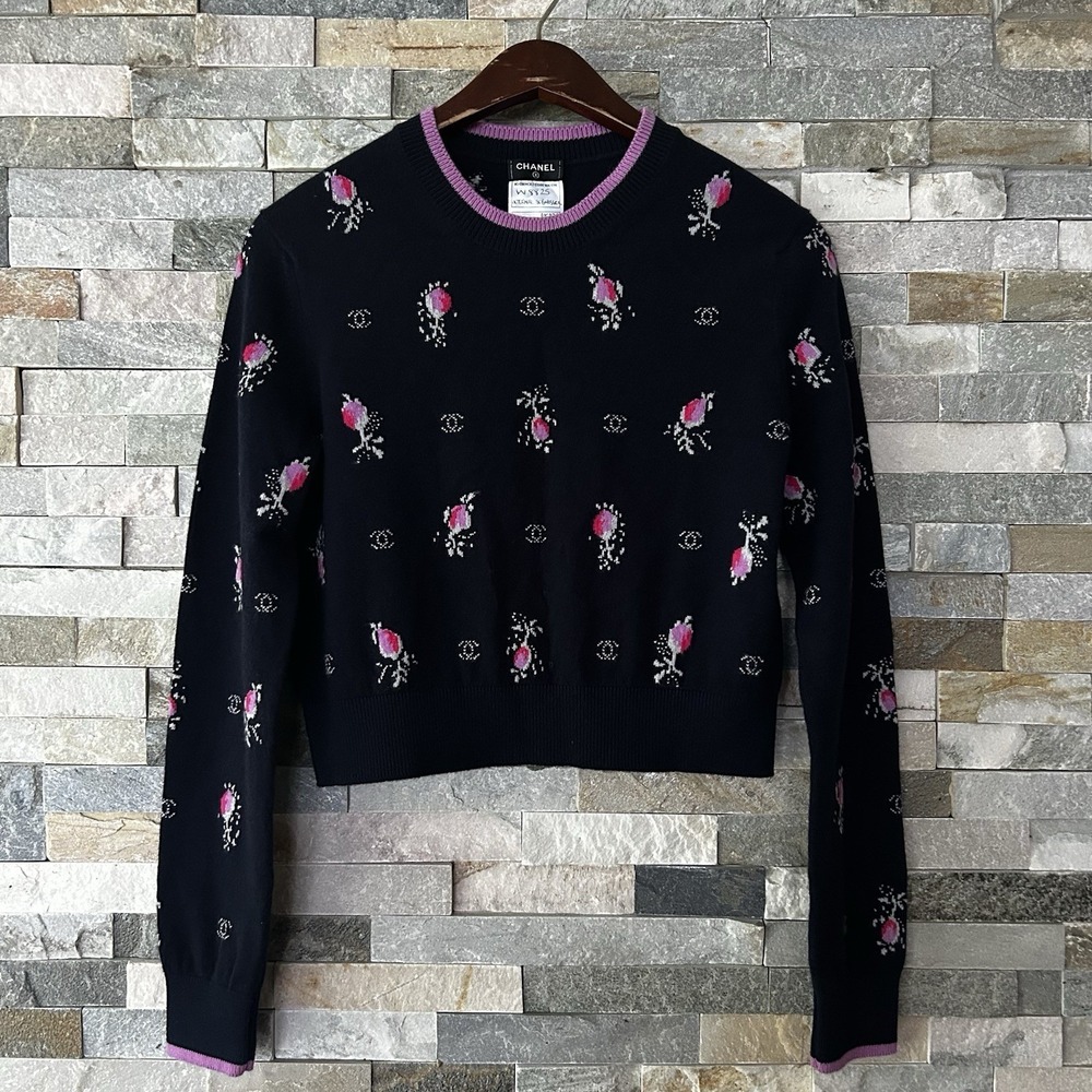 Chanel FW 2022 22k Cashmere Sweater Floral Internal Submission W8825 Small